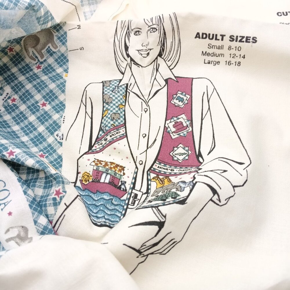 Daisy Kingdom Country Noah Vest Vintage Sewing Pattern Noah's Ark Cloth to Cut